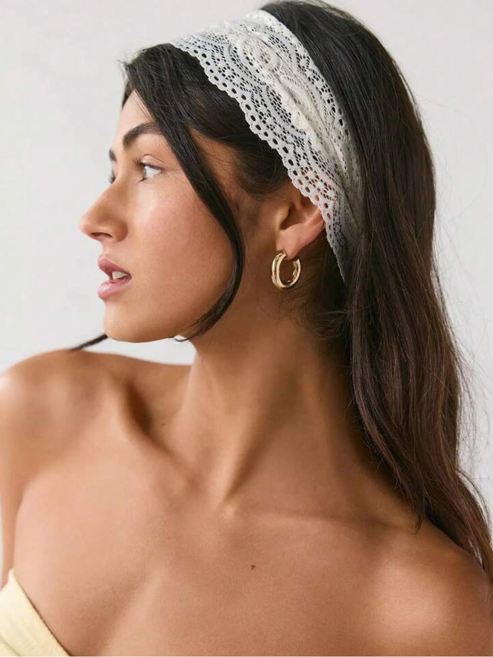 1pc Women's Lace Floral Print Soft Non-Slip Headband, Elastic